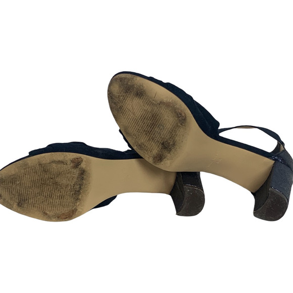 Nine West Womens Pure Love Ankle Strap Sandals Blue Buckle Block Heels 8 M - Picture 9 of 12